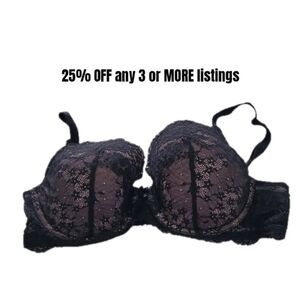 36D Victorias Secret Lace Black Bra Lingerie